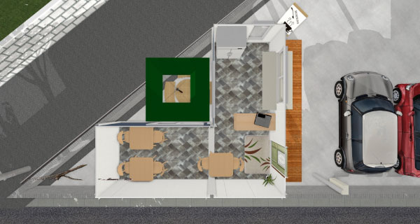 デッドスペースを生ませないコンパクトな店舗