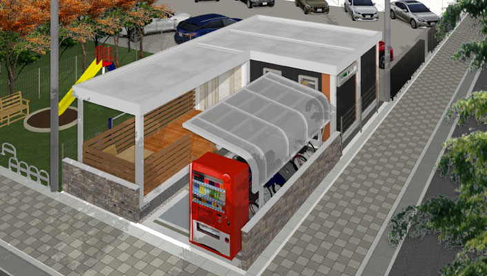 デッドスペースを生ませないコンパクトな店舗