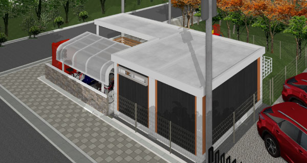 外観デザインにもこだわったデッキテラス付き教室