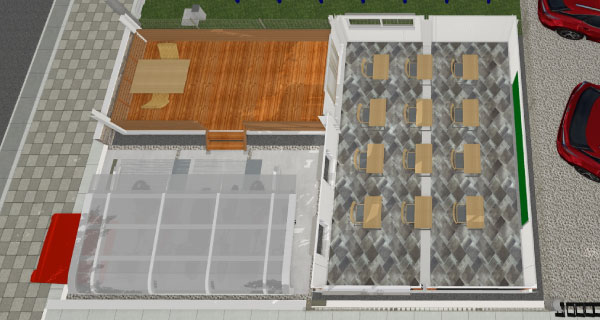 外観デザインにもこだわったデッキテラス付き教室